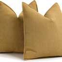 ZWJD Mustard Yellow Throw Pillow Covers 20x20 Set of 2 Chenille Pillow Covers with Elegant Design Soft and Luxurious Decorative Throw Pillows for Couch, Bed, and Home Decor