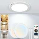 Rechargeable Ceiling Light No Wiring - Motion Sensor Night Light Indoor with Remote, Battery Operated Led Lights for Bedroom Hallway, Living Room, Bathroom, Home & Kitchen Decor Lighting (2) (Multicolor)