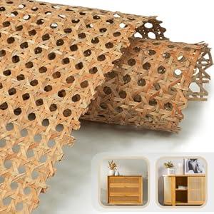 Premium 24" Cane Webbing Roll - 100% Natural Rattan Material (Not Plastic) - 5ft Length Hexagon Fabric, Open Weave Rattan Sheets for DIY, Chair Cane Supplies, Caning Material for Furniture