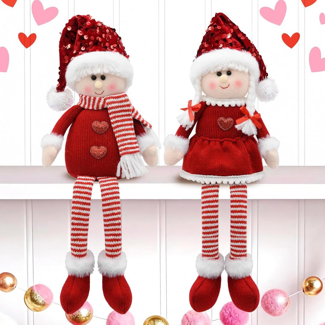 nuvagiki Valentines Day Decor, Red Valentine Couple Plush Gnomes Decorations for Home Indoor, Mr and Mrs Plush Valentine Ornaments Decor for Tree Party, Office, Valentine Gifts for Women