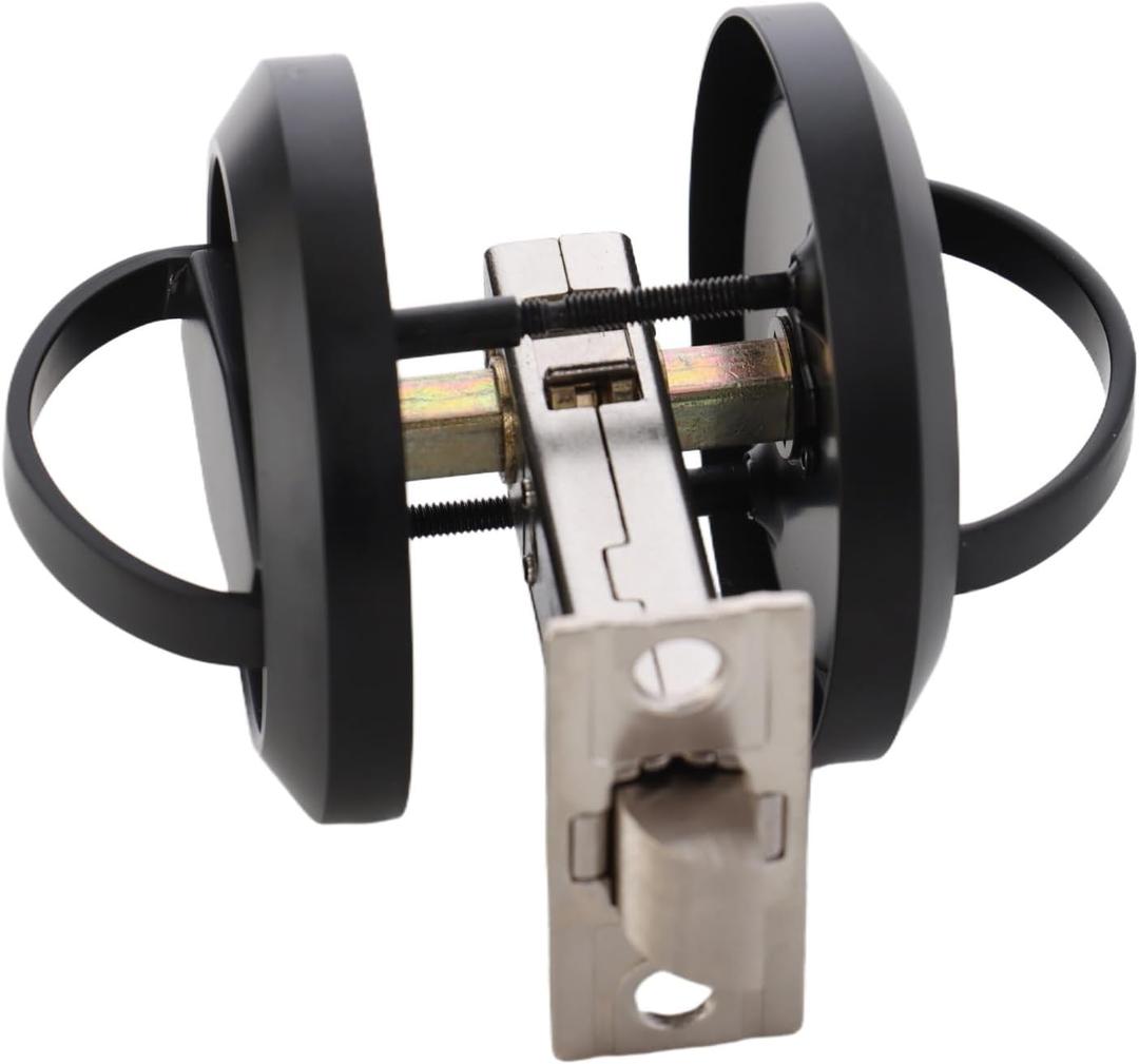 LEICHI Black Stainless Steel Door Knobs Ring Hidden Recessed Cup DoorKnob Furniture Pulls Flat Door Handles Furnture Door Lock, Door Lock, Home Entry Door Handles Lock with Black Chicago Screws, 1 Set
