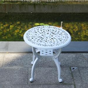 KAILI Outdoor Cast Aluminum Side Table Patio Side Table Backyard, Pool, Indoor, Easy Maintenance and Weather Resistant Coffee Table Porch Table Bistro Table (18.5round-White)