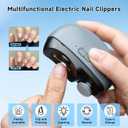 Electric Nail Clipper 3-in-1 Automatic Nail Clippers, Fingernail Toenail Trimmer Electric Toenail Clippers with LED Light Clip Storage 2 Speeds Nail Care Tool for Seniors Adults (Grey)