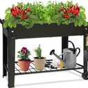 Raised Garden Planter Beds with Wheels Legs, Large Planters Box for Indoor Outdoor Plants,Metal Galvanized Elevated Rectangle Herb Planter Box for Vegetables Flower Patio 31.5" H