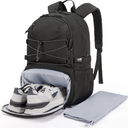 BAGSMART Gym Backpack with Shoes Compartment, Travel Backpack for Men Women, Stylish Workout Sport Bag for Yoga, Casual Weekender Carry On for Flight, College, Outdoor, Black