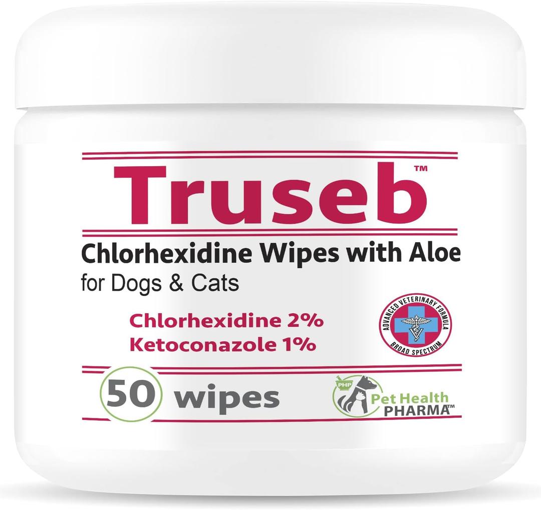 Chlorhexidianes Wipes for Dogs, Cats and Horses (Made in U.S.A) (USA) (Ketoconazole & Chlorhexidine Wipes, 50 Count)