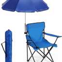 Yuntau 1 Set Beach Chair with Umbrella Foldable Camping Chair Fold up Umbrella with Universal Clamp Large Portable for Outdoors Fishing Camping Hiking Travel Picnic Beach(Dark Blue,Classic)