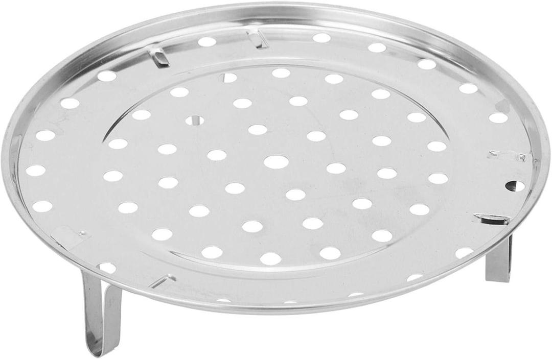 Stainless Steel Steam Holder Steam Rack Round Steaming Plate for Pots Pans Crock Pots with Supporting Feet(Medium diameter 24cm)