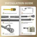 Curtain Rods for windows,1" Diameter Curtain Rod, 32-72" Standard Decorative Window Curtain Rod Set with Brackets for bathroom Kitchen Bedroom Window, Grey