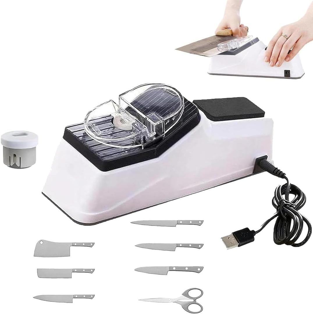BesynerSharp Pro,USB Electric Knife Sharpener,Double Sided Knife Sharpener With Replacement Grinding Tools,Quick Sharpening and Polishing,Stable Non-slip Base