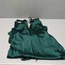 Womens Elegant Satin V Neck Backless Sleeveless Maxi Dress Silk Tie Low Back Formal Cocktail Dresses Wedding Guest (Medium, Dark Green)