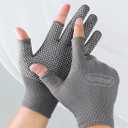 4 Pair High Dexterity Nylon 13 Gauge Knit Glove with PVC Dots-Lightweight Open Finger Glove Design Breathable Fingerless Gloves for Fishing/Cycling/