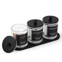 eggs sound 3 Pack Qtip Holder - Bathroom Organizers and Storage, Cotton Round Pad Holder Swab Dispenser Floss Pick Holder with Tray, Glass Apothecary Jars with Lids, Cotton Ball Container - Clear Bk