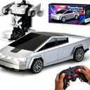 Transform RC Cybertruck Toy Car, 2.4GHz 2 in 1 Transform Toys for Boys 4-6 6-8, Remote Control Car for Kids, 360° Rotating RC Cars for Boys Age 8-12, Cyber Truck Transform with Lights and 2 Batteries