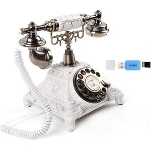 Audio GuestBook Telephone with Classic Retro Craftsmanship for Confessional Wedding Birthday Party Special Events (White)