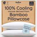 Bambaw 100% Viscose Derived from Bamboo Pillowcase Queen Size Set of 2 Queen Cooling Pillow Cases for Hot Sleepers with Envelope Closure, Anti Acne Pillow Case, Breathable & Super Soft (White)