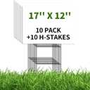 10 Pack 17 x 12 Inches White Corrugated Plastic Sign Boards with Metal H-Stakes Waterproof, Double-Sided for Custom DIY Advertising, Yard Signs, Sales, Parties, and Events