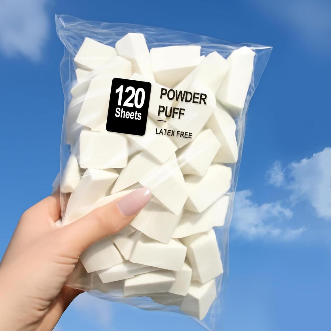 Makeup Sponges Triangle Cosmetic Wedges, 120 Count, for Foundation Blending, Nail Art, Crafts, Painting (White)