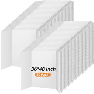 Ctosree 50 Pcs 48 * 36 Inch Tri Fold Poster Board Bulk, Science Fair Project Display Paperboard, Single Wall, Lightweight Presentation Board (White)