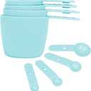2 x Measuring Cups and Spoons Set of 8, Kitchen Gadgets for Cooking & Baking (Light Turquoise)