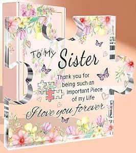 Petitian Choice Ideas for Women Clear Heart Acrylic Presents Paperweight Keepsake for Mother's Day Birthday Anniversary Christmas Thanksgiving Christmas Easter (ToMySister Choice)