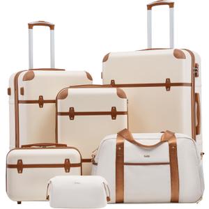 Coolife Luggage Set 3 Piece Suitcase Set Carry On Luggage PC Hardside Luggage TSA Lock Spinner Wheels Telescopic Handle (White)