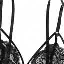 SOLY HUX Women's 2 Piece Lingerie Set Floral Lace Sexy Sheer Mesh Embroidered Garter Babydoll Wireless Bra and Panty Sets (Black, L)