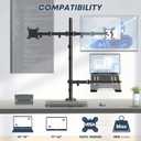 Dual Monitor Stand and Laptop Mount Fit Two 17 to 32 Inch Monitor and 10 to 17 Inch Laptop,Extra Tall Adjustable Stand,19.8 lbs Weight Capacity per Arm,Black