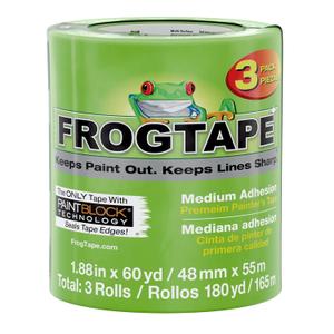 FrogTape Multi-Surface Painters Tape with PAINTBLOCK, 2 Inch Wide (1.88 In. x 60 Yds), Medium Adhesion, Green, 3 Rolls (240661)