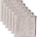 Linendo 100% Pure Linen Dinner Cloth Napkins 15 x 15 Inch Natural - Set of 6 Pack European Flax Natural Fabric Washable for Home and Kitchen