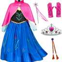 Princess Costumes Birthday Party Dress Up for Little Girls/Long Sleeve with Cape, 130 CM