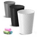 Lysam Bathroom Trash Can, 3 Pack 1.8 Gallons Small Trash Can with Trash Bags, Bathroom Garbage Can, Plastic Trash Bin, Round Waste Basket for Bedroom, Office, Room (White Black Grey)