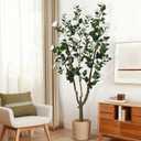 6.6ft Tall Artificial Camellia Tree with White Flower
Faux Green Leaves Camellia Plant,Fake White Blooming Flowers Camellia Tree for Home Office Indoor Outdoor Party Wedding Decor