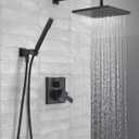 Delta Modern 14 Series Round Rain Shower System Faucet Set, Rainfall Brushed Gold Shower Head and Handle Set, Valve Trim Kit, 10 Inch, Champagne Bronze T342702-CZ (Valve Not Included)