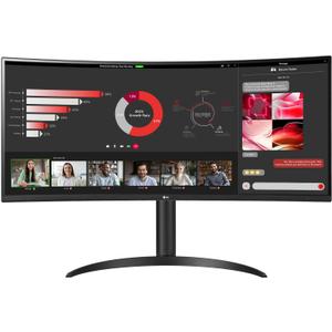 LG 34WR55QC-B 34" Curved UltraWide WQHD HDR 10 100Hz Monitor with USB Type-C, 3440x1440 Curved Display, 100Hz Refresh Rate, AMD FreeSync, Borderless Design