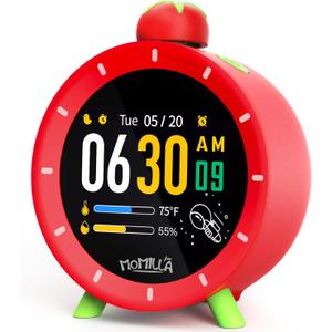 MOMILLA Kids Alarm Clock for Bedrooms, Colorful Display 7-Day Programmable 4 Alarms, Visual Timer with White Noise, Digital Clock Loud for Heavy Sleepers, Christmas Birthday Gifts for Girls Boys
