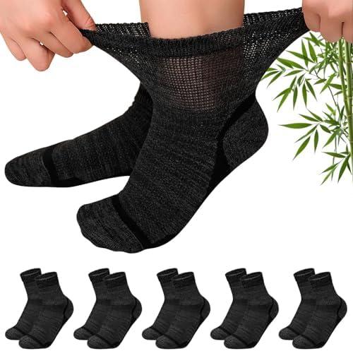 CaiDieNu Bamboo Viscose Diabetic Socks: Non Binding Wide Hospital Ankle Socks for Women Men Elderly Pregnant Edema 5 Pairs