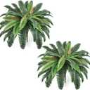 34" Fake Ferns, Set of 2 Artificial Ferns for Outdoors Large, Artificial Boston Ferns with 42 Fronds for Garden Porch Home Spring Decor