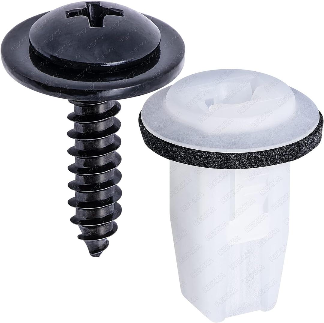 Rexka 20 Sets 5mm Rear Bumper Cover Fender Liner Grommet & Phillips Truss Head Sems Screws Kit for Honda Acura Accord Crosstour Pilot 90664-STK-A01 90114-SE0-000