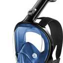 Greatever Full Face Snorkel Mask, Snorkeling Gear for Adults with Latest Dry Top Breathing System and Detachable Camera Mount, Foldable Snorkel Mask Adult, Snorkels Anti-Fog & Anti-Leak (Large-X-Large, Cerulean Blue)