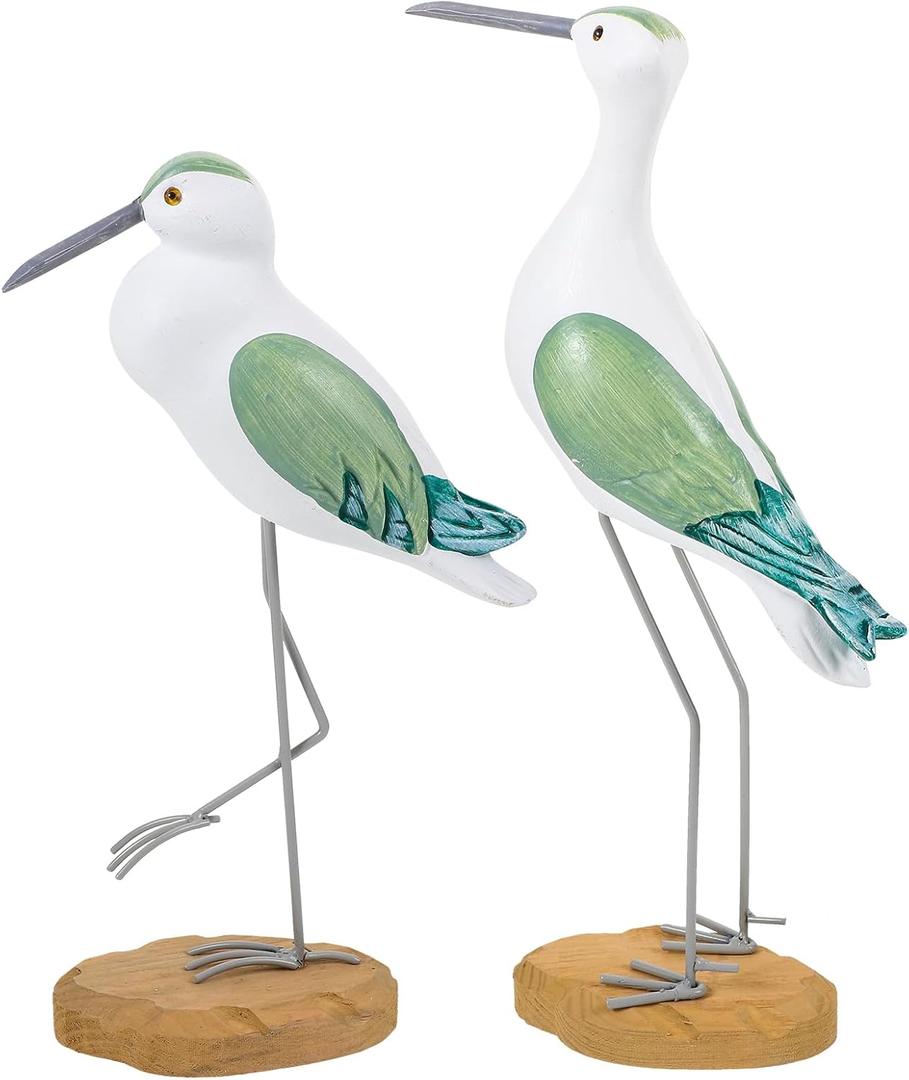 HEALLILY 2pcs Seagull Figurine Garden Bird Statue Seagull Decoration Birds Figurines Ornaments Indoor Outdoor Statues Yard Art Figurines for Patio Lawn House Green