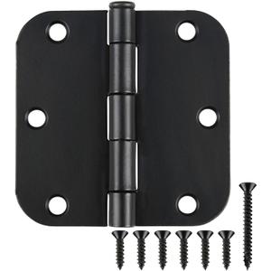 24 Pack Matte Black Door Hinges 3.5 x 3.5 Inch Interior 3 1/2 Inch Door Hinges for Doors Rounded 5/8" Radius Corners Flat Iron Hinge 3 "x 3 " Door Hardware Bisagras para Puertas Bedroom Home Decor