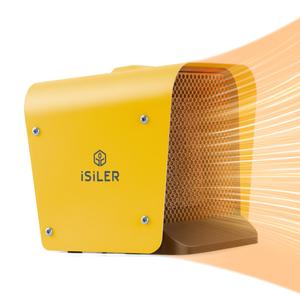 ISILER Space Heater, 1500W Portable Indoor Heater, Ceramic Space Heater Adjustable Thermostat Tip-Over Overheat Protection, Hot Cool Fan Electric Heater for Home Office Garage Yellow