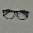 OPTOFENDY Bifocal Reading Glasses for Women, TR90 Round Clear Top Blue Light Computer Readers with Spring Hinge (Crystal Brown)