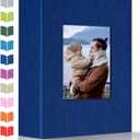 Photo Album 4x6 with 100 Pockets, Slip-in Picture Albums, Linen Cover Memory Book with Front Window, White Page Vertical Photo Book for Wedding, Family, Anniversary, Baby, Vacation (Dark blue)
