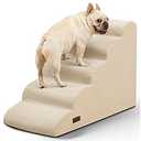 Gardner Pet Dog Stairs for Small Dogs 22.8" H, 5-Step Beige Curved Pet Stairs, Dog Steps for High Bed, Couch (24-30 in) with Durable Non-Slip Waterproof Fabric Cover and CertiPUR-US Certified Foam