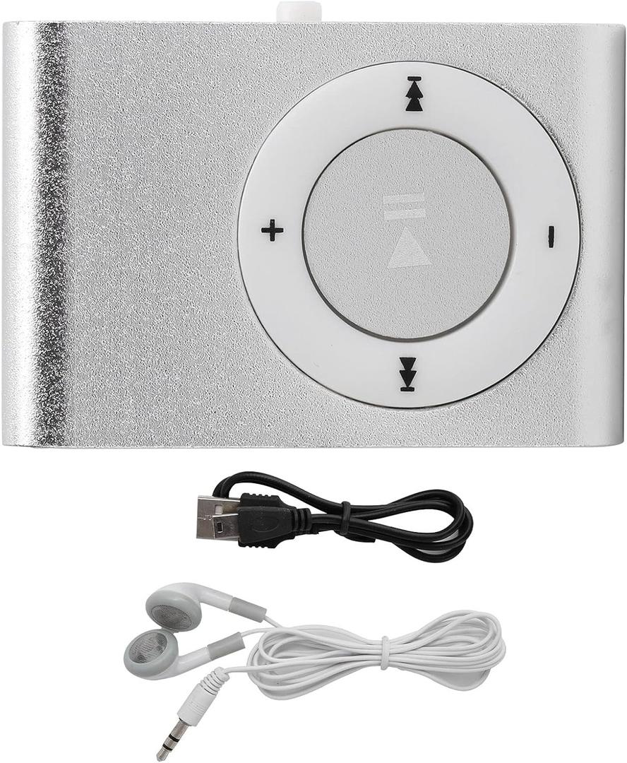 753 Mini MP3 Player, Portable Music Player with Clip, Digital Music Media Player MiniMP3 BackClip Player with Earphone and USB Cable for Running(Silver)