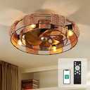 Orison 22" Caged Low Profile Ceiling Fan With Light, Remote, and App Control - Flush Mount, 7 Blades, 6 Speeds, 4 Bulbs