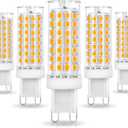 No Flicker G9 Led Bulbs Dimmable 6W Soft Warm White 2700K,40W 50W 60W Halogen Equivalent,AC120V Dimmable G9 T4 LED Bulb for Chandelier Pendant Ceiling Wall Light,600LM,360Deg(5Pack)