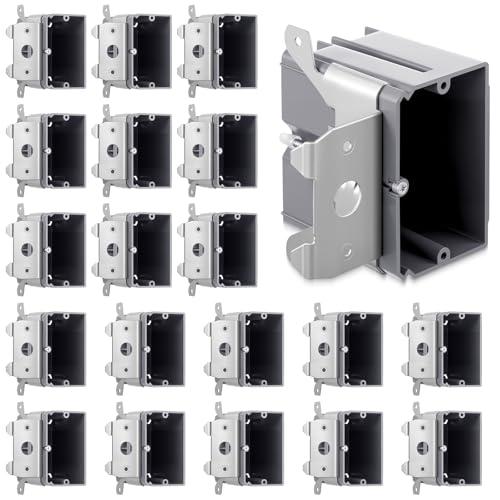 Tellegloww 20 Pack 1 Gang Adjustable Plastic Outlet Box PVC Single Gang Junction Box Etl Listed for Construction Flexibly Adjusted Home Improvement (21 Cubic Inch)